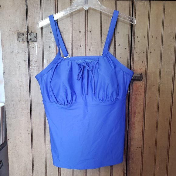 EUC, Land’s End, 22W, Tie-front Underwire Tankini, Electric Blue - Picture 1 of 13